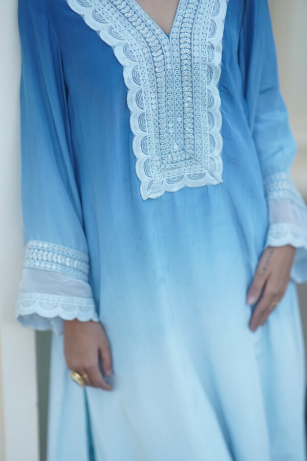 Ocean Breeze Ombre – Embroidered Chiffon Kurti - Image 9