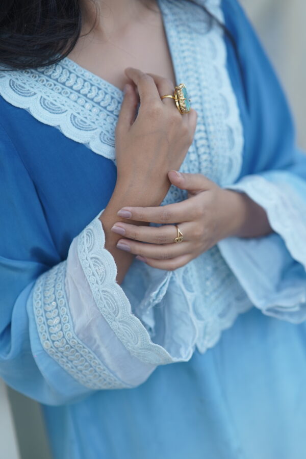 Ocean Breeze Ombre – Embroidered Chiffon Kurti - Image 10