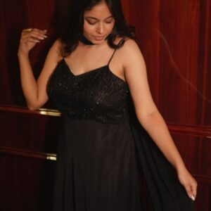 Midnight Glam – Black Indo-Western Dress With Dupatta