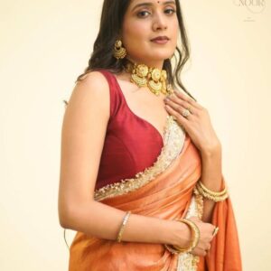 Royal Amber - Orange Shimmer Saree