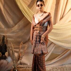 Caramel  Block Printed Saree