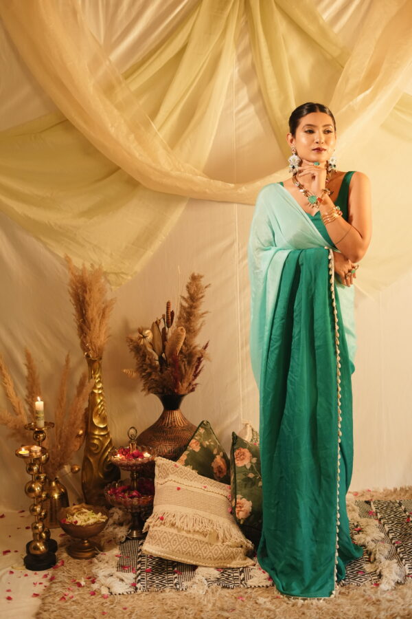 Teal Ocean Saree