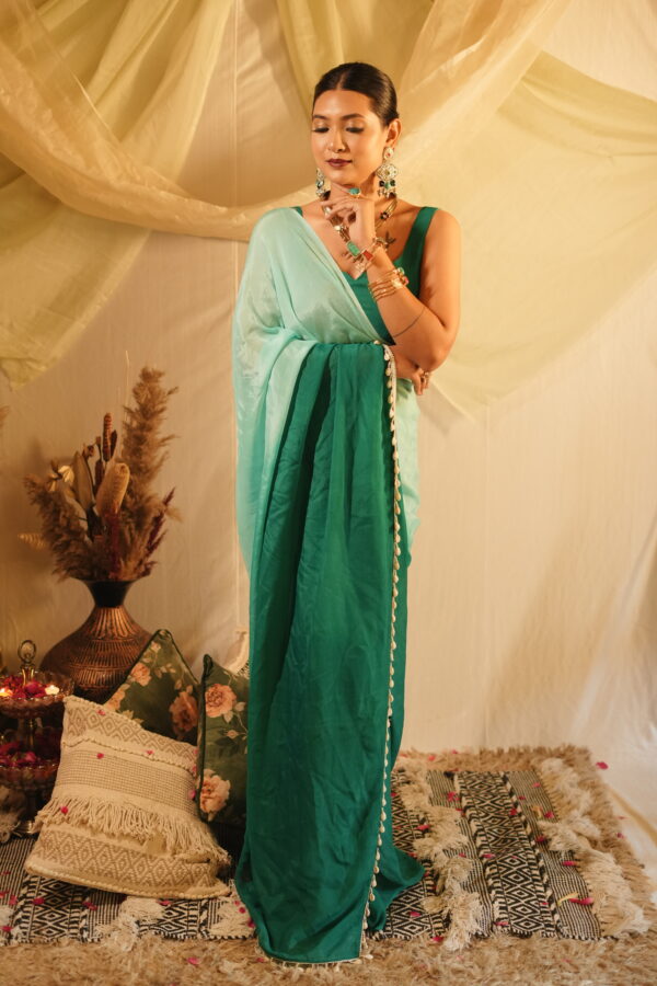Teal Ocean Saree - Image 2
