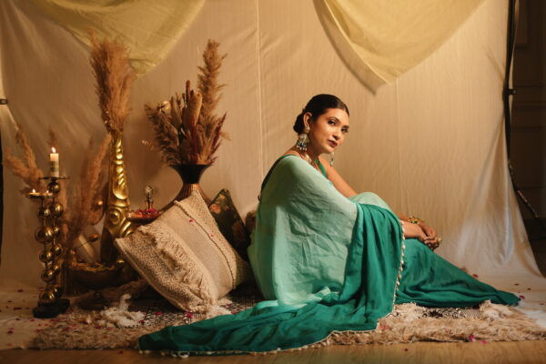 Teal Ocean Saree - Image 5
