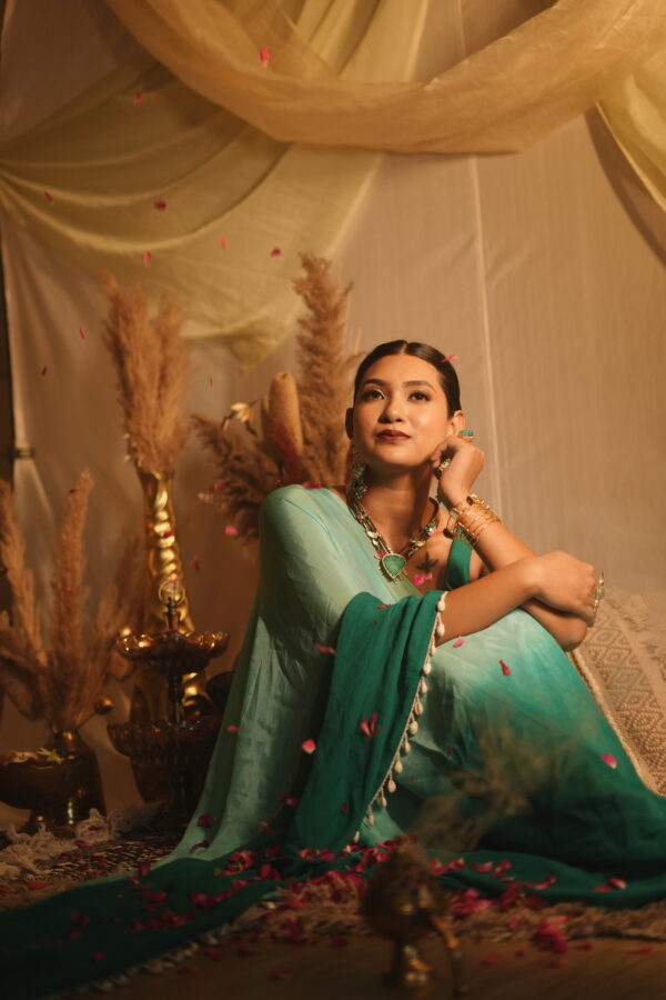 Teal Ocean Saree - Image 6