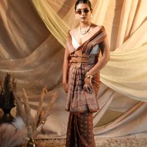 Caramel  Block Printed Saree