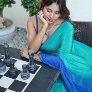Blue and Green Shaded Saree