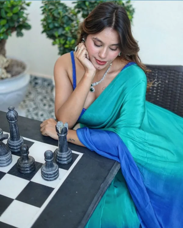 Blue and Green Shaded Saree