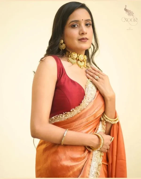 Orange Shimmer Saree