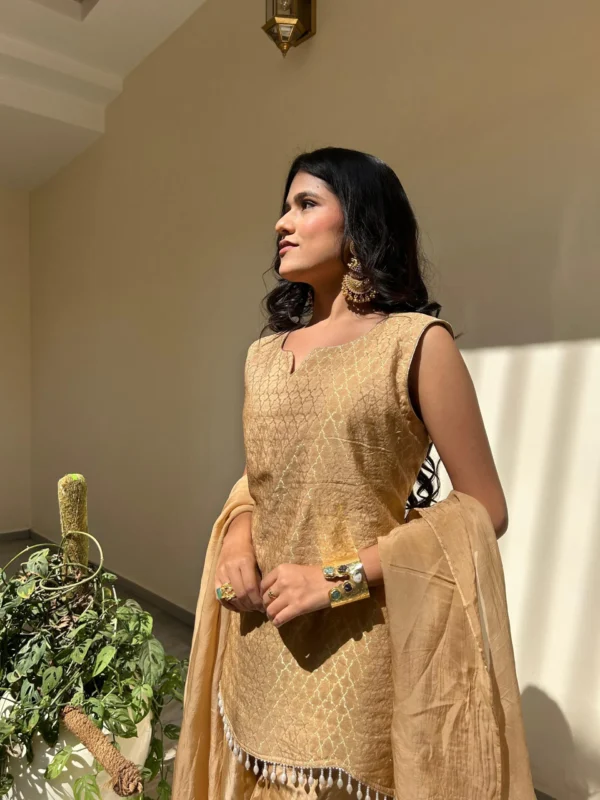 Golden Co-ord Set With Dupatta