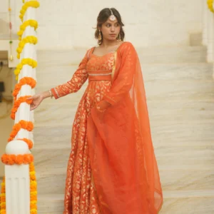 Rust Anarkali Suit Set