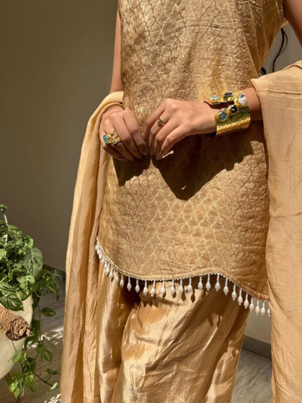 Golden Co-ord Set With Dupatta - Image 2