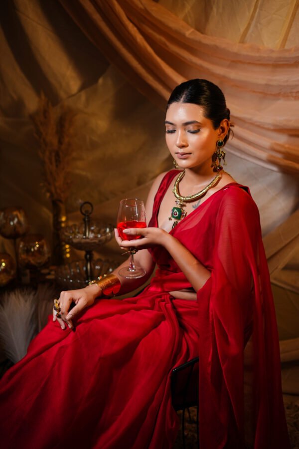 Red Cranberry Saree - Image 3