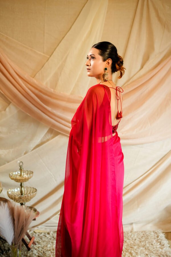 Red Cranberry Saree - Image 5