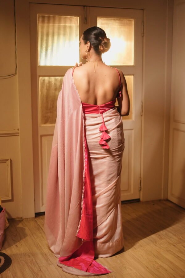Flamingo Pink Saree - Image 3