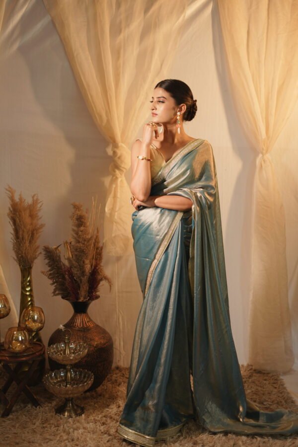 Ash Blue Saree - Image 2