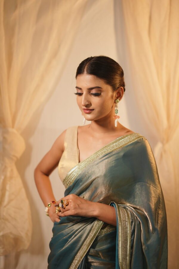 Ash Blue Saree - Image 4