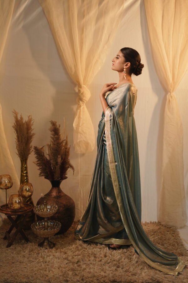 Ash Blue Saree - Image 5