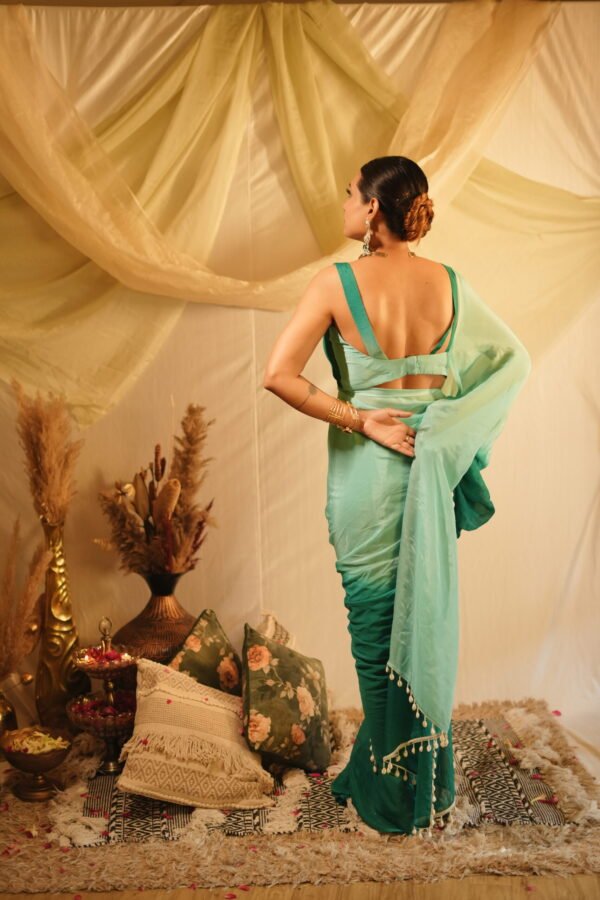 Teal Ocean Saree - Image 4