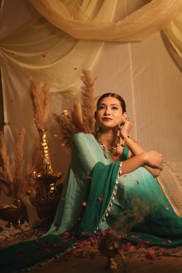 Teal Ocean Saree - Image 6