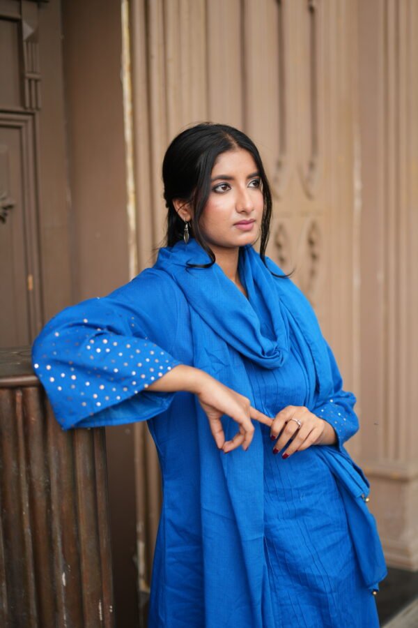 Royal Blue Mul Chanderi Suit