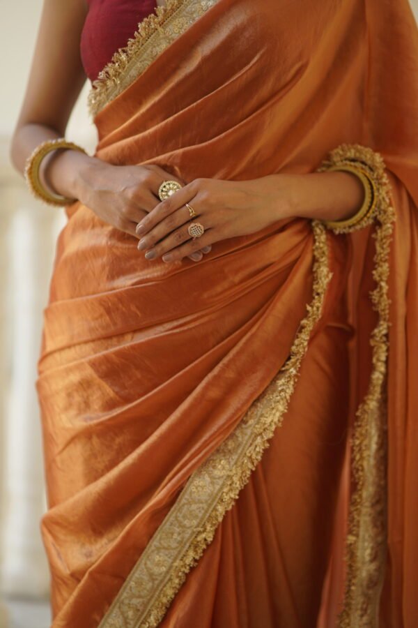 Orange Shimmer Saree - Image 5