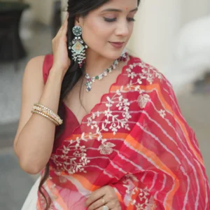 Red & White Lehenga Choli Set