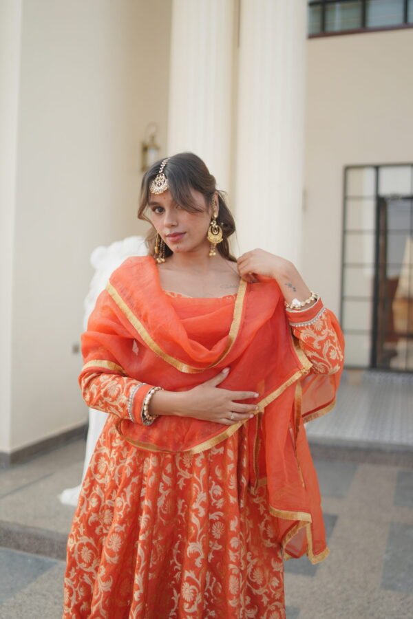 Rust Anarkali Suit Set - Image 7
