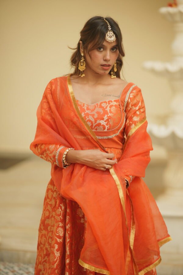 Rust Anarkali Suit Set - Image 2