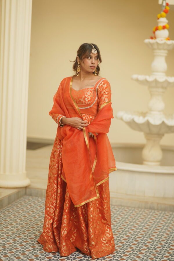 Rust Anarkali Suit Set - Image 3