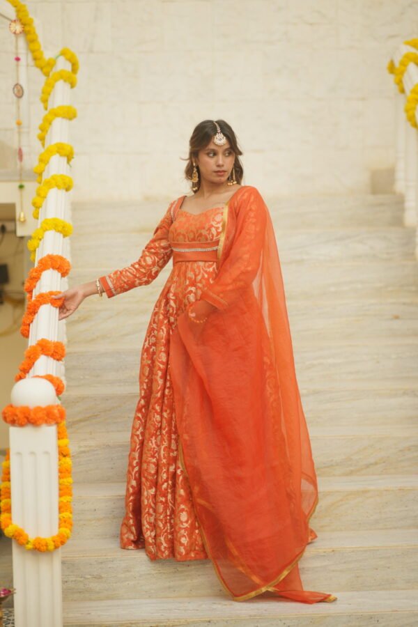 Rust Anarkali Suit Set - Image 4