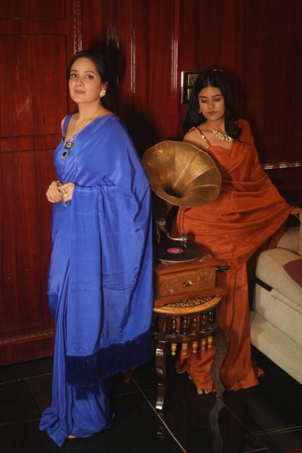 Royal Sapphire Blue Silk Saree - Image 3