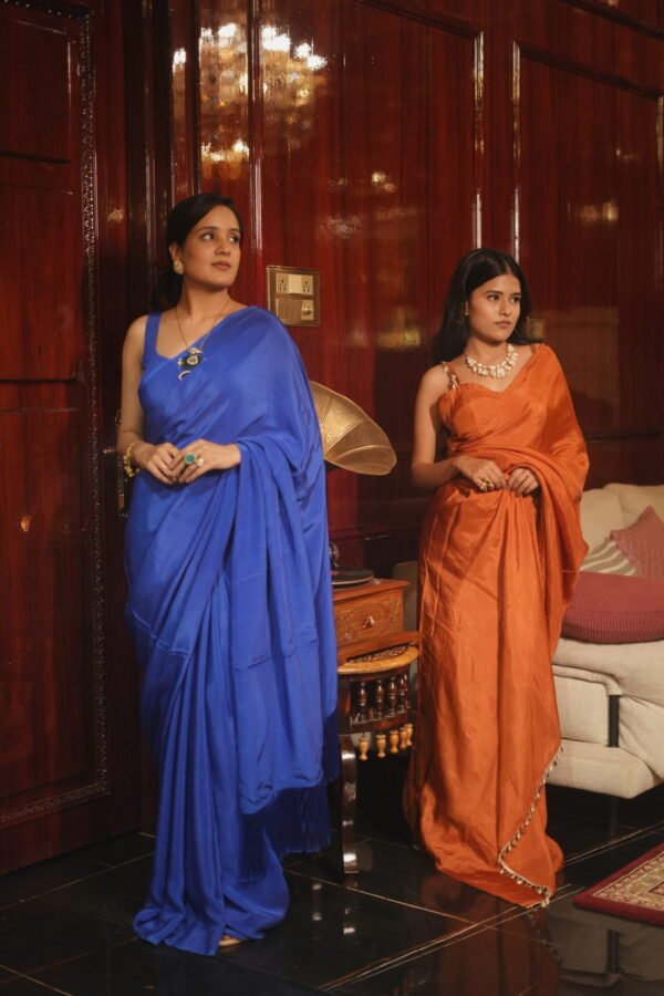 Royal Sapphire Blue Silk Saree - Image 4