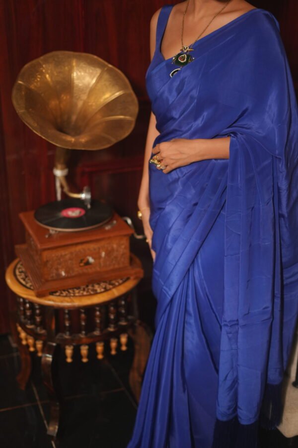 Royal Sapphire Blue Silk Saree - Image 6