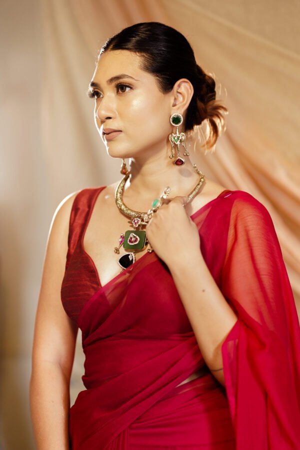 Red Cranberry Saree - Image 6