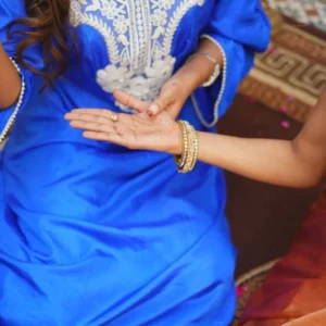 Embroidered Blue Silk Kurti Set
