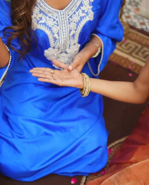 Embroidered Blue Silk Kurti Set
