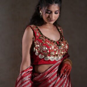 RED TISSUE SAREE