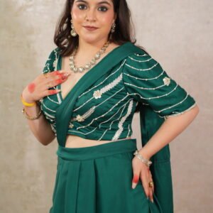 GREEN EMERALD PRE DRAPE SAREE